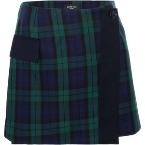 Nenette Dames rok blauw (Maat: 40) - Ruit