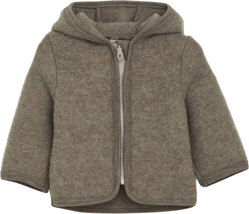 Huttelihut Kids Jacket Wool Fleece with Hood Merinovest (Kinderen |bruin)