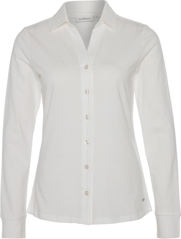 HV Society Dames blouse ecru (Maat: 40) - Effen - Halslijn: Polokraag,