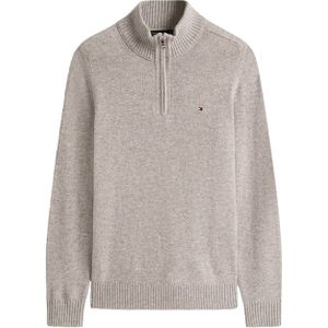 Tommy Hilfiger Trui met rits grijs (Maat: S) - Mélange - Halslijn: Opstaande kraag met rits,