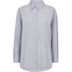 Freequent - FQFELINE-SHIRT - Blouse - Blauw - Streep - Halslijn Polokraag