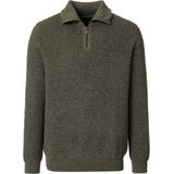 Casa Moda Heren trui met rits groen (Maat: M) - Mélange - Halslijn: Opstaande kraag met rits,