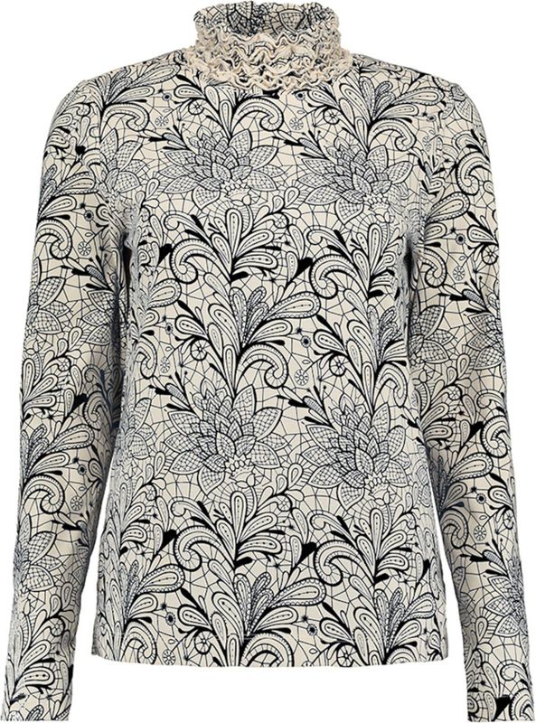 Bloomings - Top Ruffle Allover - Zwart - Peplum Tops