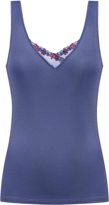 Mey - Pretty Sense - Onderhemd - Smoky Blue/Rood - Mouwloos