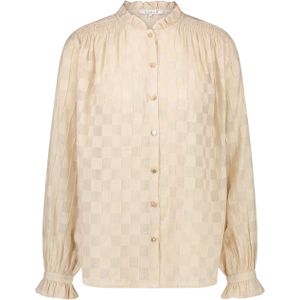 Nukus Blouse beige (Maat: XS) - Halslijn: Opstaande kraag,