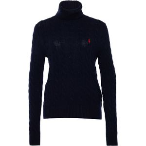 Ralph Lauren Dames coltrui blauw (Maat: M) - Kabelpatroon - Halslijn: Col,