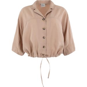 Moscow Blouse beige (Maat: M) - Effen - Halslijn: Kraag,