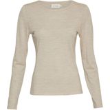 Moss Copenhagen Longsleeve beige (Maat: S) - Effen - Halslijn: Ronde hals,