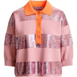 Essentiel Antwerp Trui roze (Maat: S) - StreepGlitter - Halslijn: Polokraag,