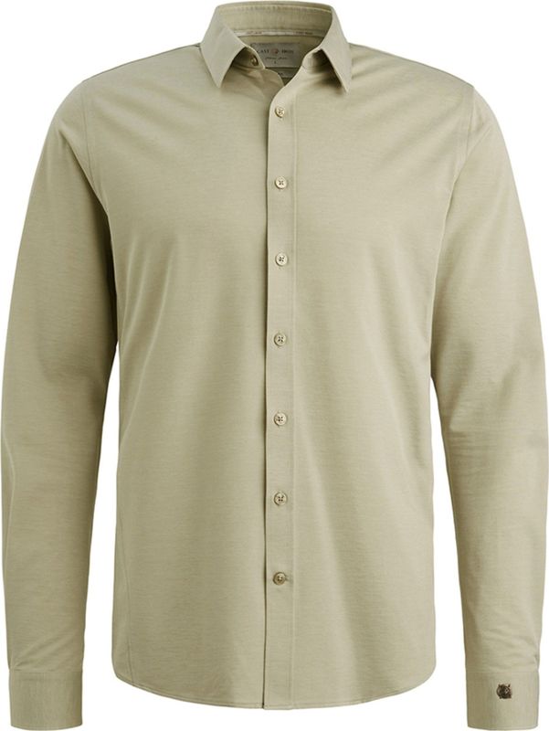 Cast Iron Heren overhemd lange mouw groen (Maat: S) - Effen