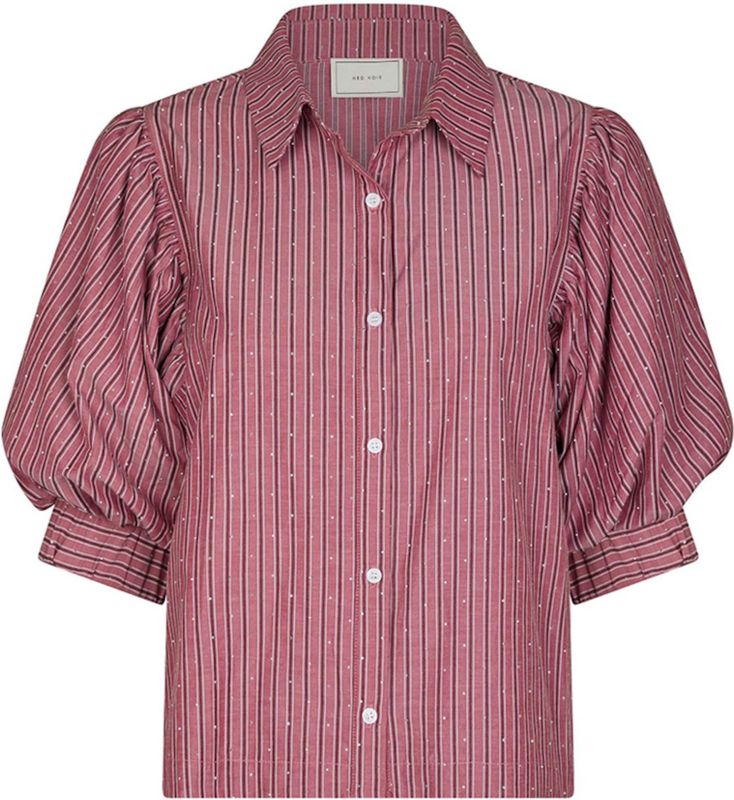 Neo Noir - Etta Soft Stripe - Blouse - Roze - Polokraag