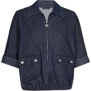 Caroline Biss Dames top blauw (Maat: 36) - Effen - Halslijn: Polokraag,