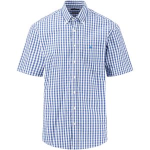 Fynch-Hatton Overhemd korte mouw blauw (Maat: L) - Ruit