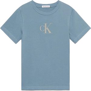 Calvin Klein T-shirt blauw (Maat: 128) - Logo - Halslijn: Ronde hals,