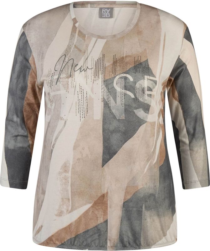 Rabe - Shirt - Macchiato - 3/4 Mouwen - Met Print All-over