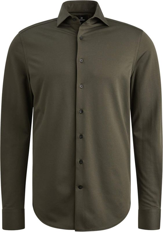 Vanguard Heren overhemd lange mouw groen (Maat: S) - Effen