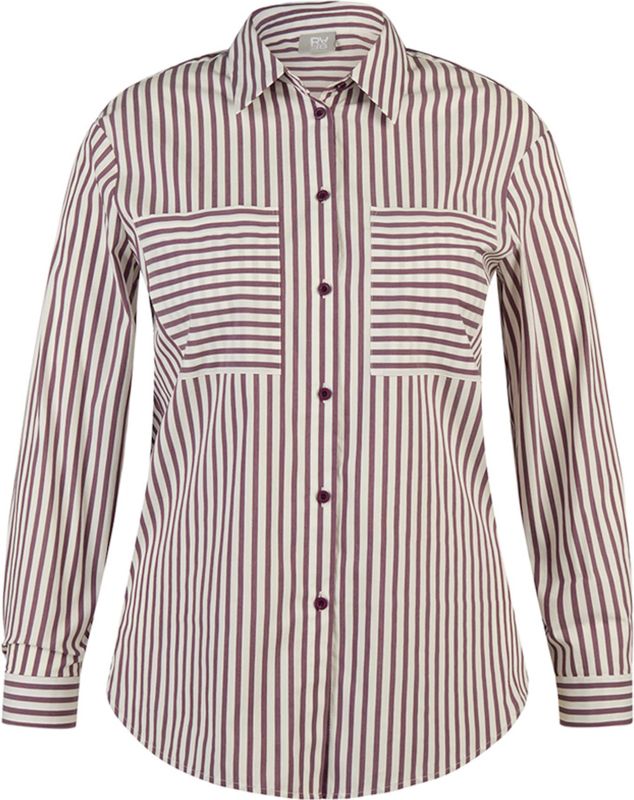 Rabe - Blouse - Paars - Streep - Polokraag