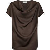Neo Noir Dames blouse bruin (Maat: 34) - Effen - Halslijn: Watervalhals,