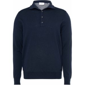 Born with appetite Heren trui blauw (Maat: S) - Effen - Halslijn: Polokraag,