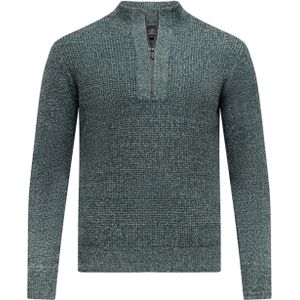 Bluefields Heren trui met rits groen (Maat: M) - Mélange - Halslijn: Opstaande kraag met rits,