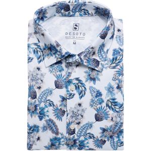 Desoto Overhemd lange mouw blauw (Maat: 3XL) - Bloemen