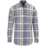 Fynch-Hatton Heren overhemd lange mouw blauw (Maat: S) - Ruit