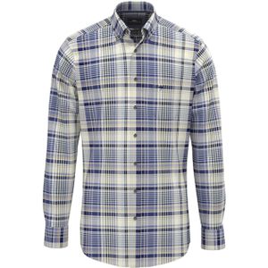 Fynch-Hatton Heren overhemd lange mouw blauw (Maat: S) - Ruit