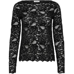 Rosemunde Dames top zwart (Maat: S) - Kant - Halslijn: Boothals,