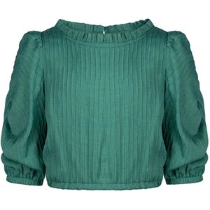 AI&KO Blouse korte mouw groen (Maat: 176) - Effen - Halslijn: Ronde hals,