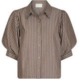 Neo Noir Dames blouse bruin (Maat: 34) - Halslijn: Polokraag,