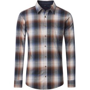 Casa Moda Heren overhemd lange mouw grijs (Maat: L) - Ruit