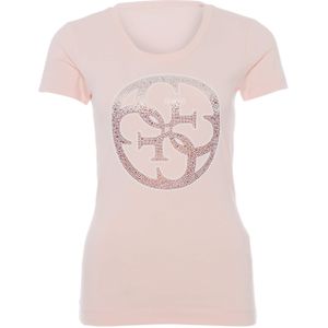 Guess T-shirt roze (Maat: XS) - Glitter - Halslijn: Ronde hals,