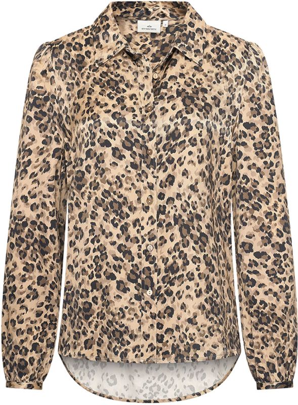 HV Society Blouse beige (Maat: 36) - Halslijn: Polokraag,