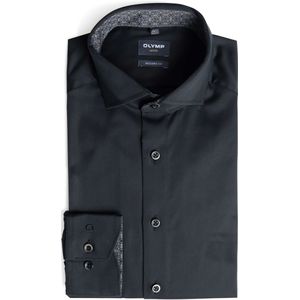 OLYMP - Luxor - Overhemd - Zwart - Modern Fit - Lange Mouwen - Global-Kentkraag