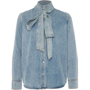 SUNCOO Blouse blauw (Maat: XS) - Effen - Halslijn: Opstaande kraag,