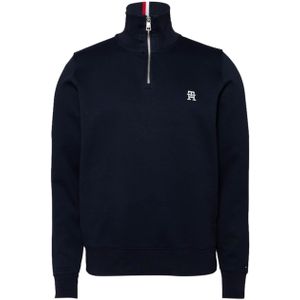 Tommy Hilfiger Trui blauw (Maat: S) - Effen - Halslijn: Opstaande kraag,