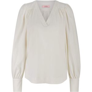 Studio Anneloes Dames blouse ecru (Maat: XS) - Effen - Halslijn: V-hals,