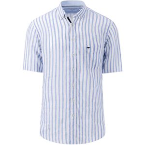 Fynch-Hatton Overhemd korte mouw blauw (Maat: XL) - Streep