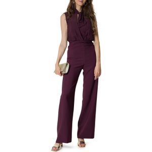 Rinascimento Misq P-6022 Tuta jumpsuit bordeaux (Maat: XS) - Effen - Halslijn: Opstaande kraag,