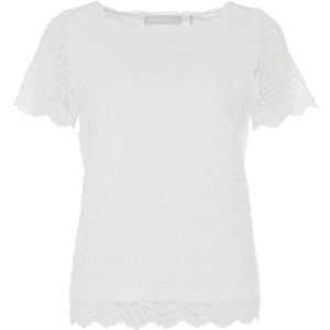 Bianca T-shirt ecru (Maat: 40) - Effen - Halslijn: Vierkante hals,