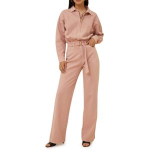 By Bar Mae twill suit jumpsuit roze (Maat: M) - Effen - Halslijn: Kraag,