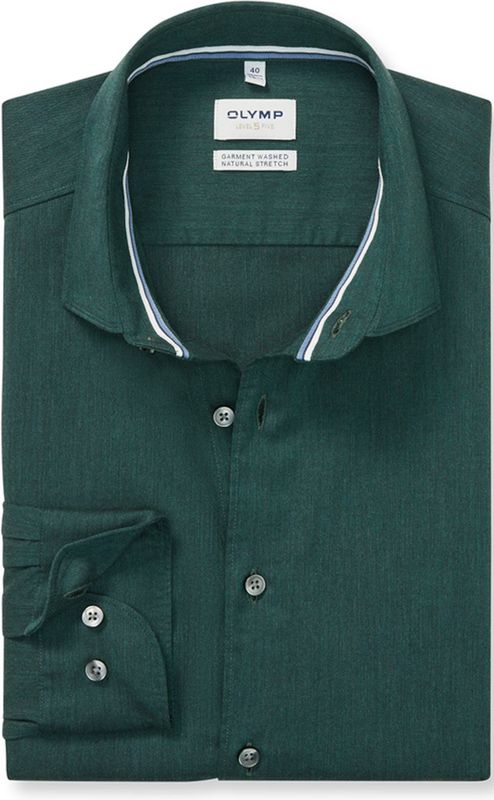 OLYMP - Level Five - Overhemd - Donkergroen - Body Fit - Kent