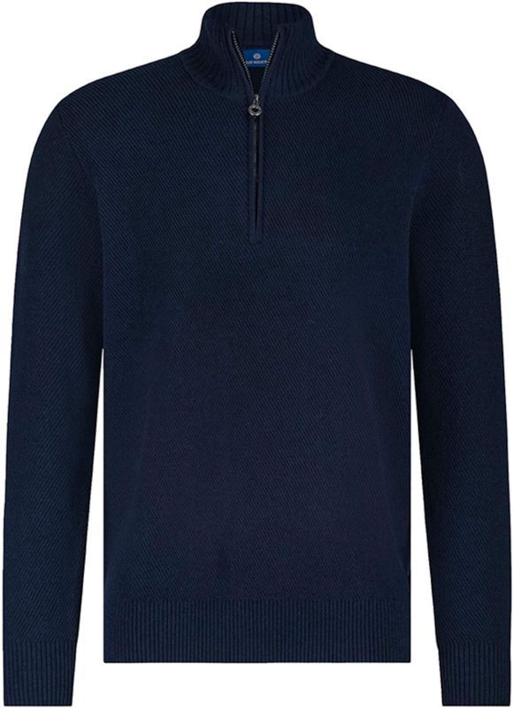 Blue Industry - Fijn Gebreide Trui - Donkerblauw - Half Zip