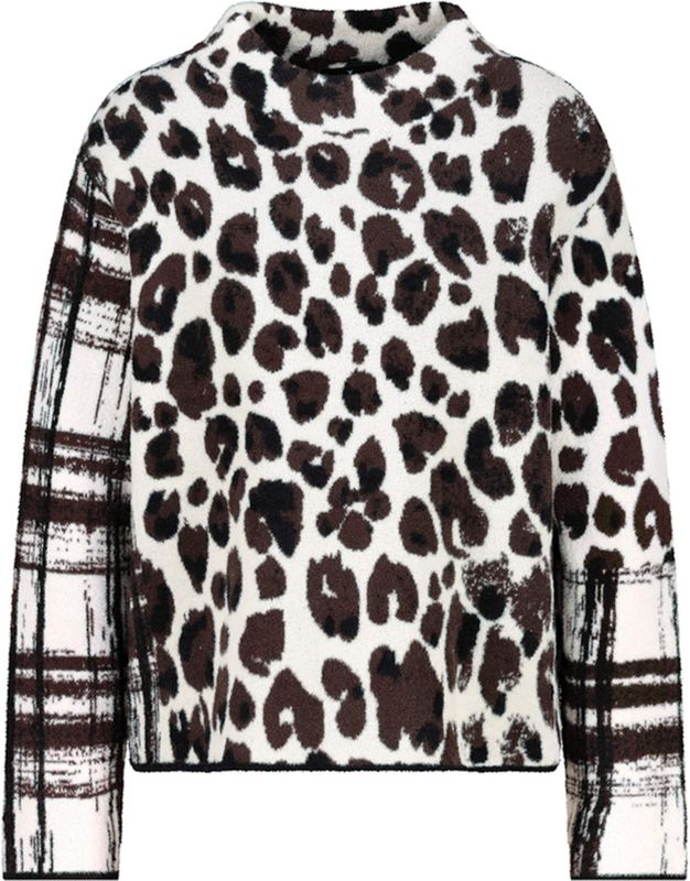 Monari Dames trui bruin (Maat: 36) - Halslijn: Opstaande kraag,