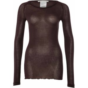 Seamless Basic Dames longsleeve bruin (Maat: S-M) - Halslijn: Ronde hals,