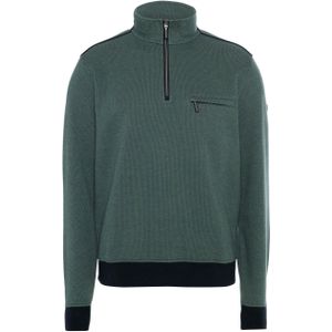 Baileys Heren trui met rits groen (Maat: XL) - Mélange - Halslijn: Opstaande kraag met rits,