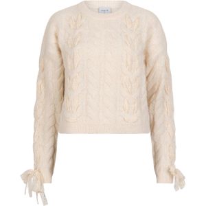 Dante6 Dames trui ecru (Maat: XS) - Kabelpatroon - Halslijn: Ronde hals,