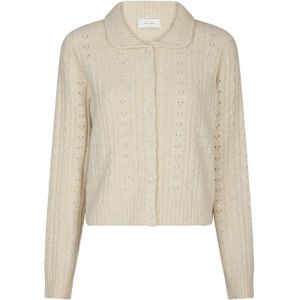 Neo Noir Dames vest ecru (Maat: 38) - Effen - Halslijn: Polokraag,