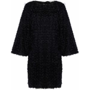 Summum Woman - Jurk - Zwart - Effen - Halslijn: Ronde Hals