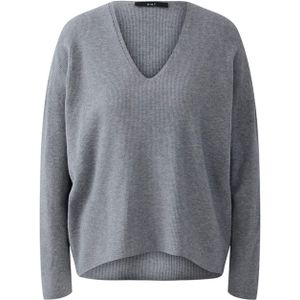 OUI Dames trui grijs (Maat: 36) - Mélange - Halslijn: V-hals,